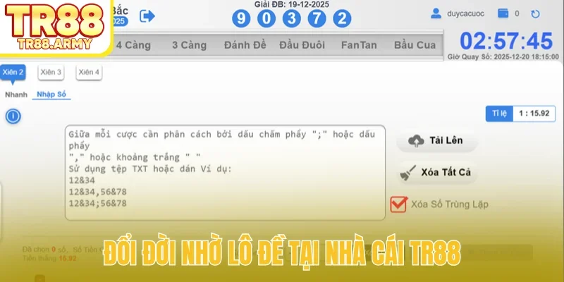 Đổi đời nhờ lô đề tại nhà cái TR88